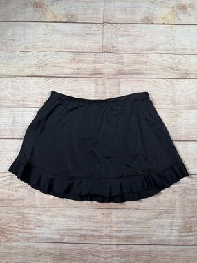 Women's Black Ruffle Hem Swim Bikini Skirt
